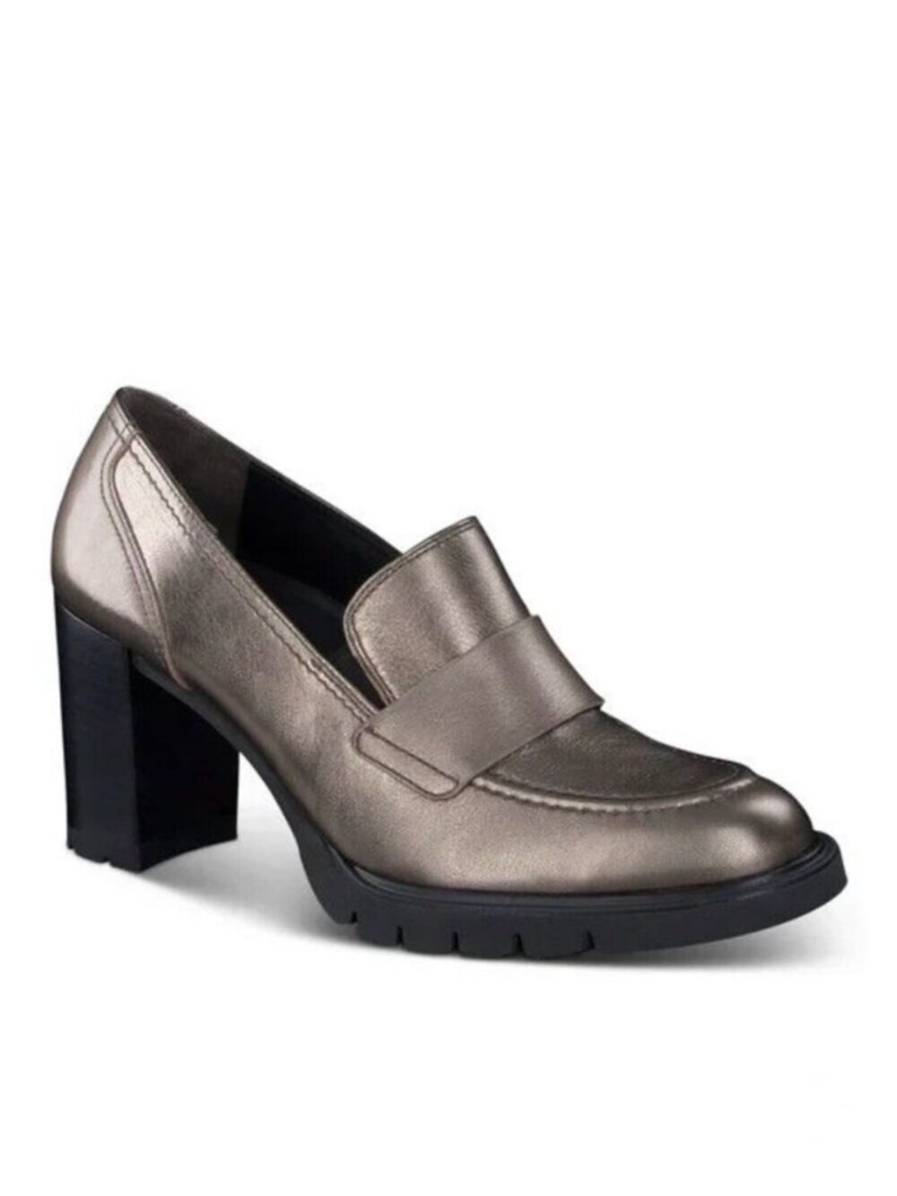 New Paul Green Nina Loafer Pump Grunge Metallic Leather Sz 9